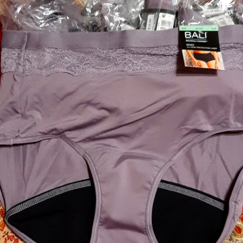 Bali briefs with leak protection liner - 5 PAIRS- Lavender  XL